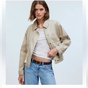 Madewell Women’s Cropped Cargo Jacket in Dark Oat Size Small